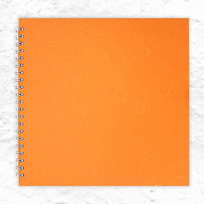 Orange Square Notebook by Pink Pig (11x11 inches, Thai silk tissue cover)