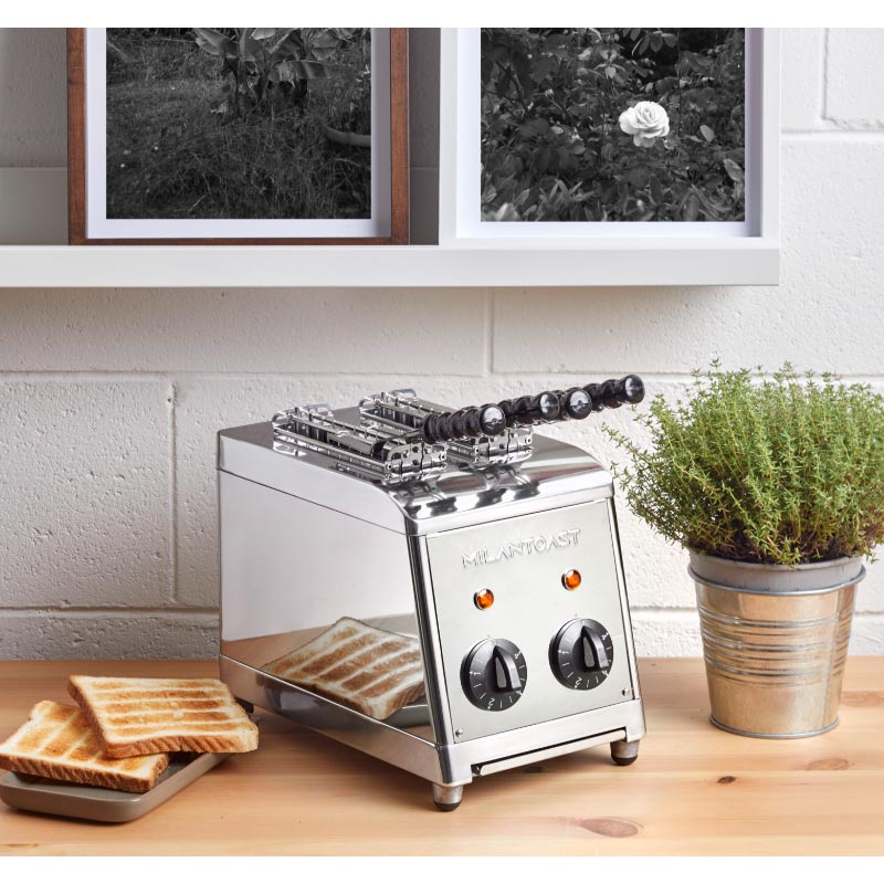 Classic Sandwich Toaster - 2 Slice Toaster with Tongs - Stainless Steel - by Milan Toast