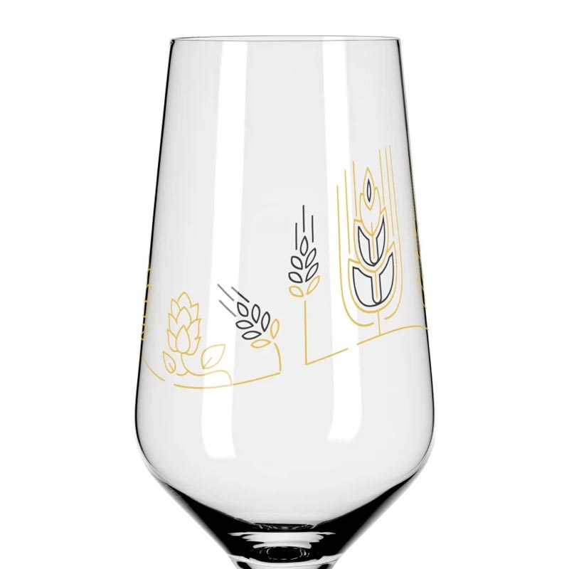 Brauchzeit Pils Glass Set Featuring Hops, Malt and Bottle Opener Illustration des. Sonja Eikler for Ritzenhoff