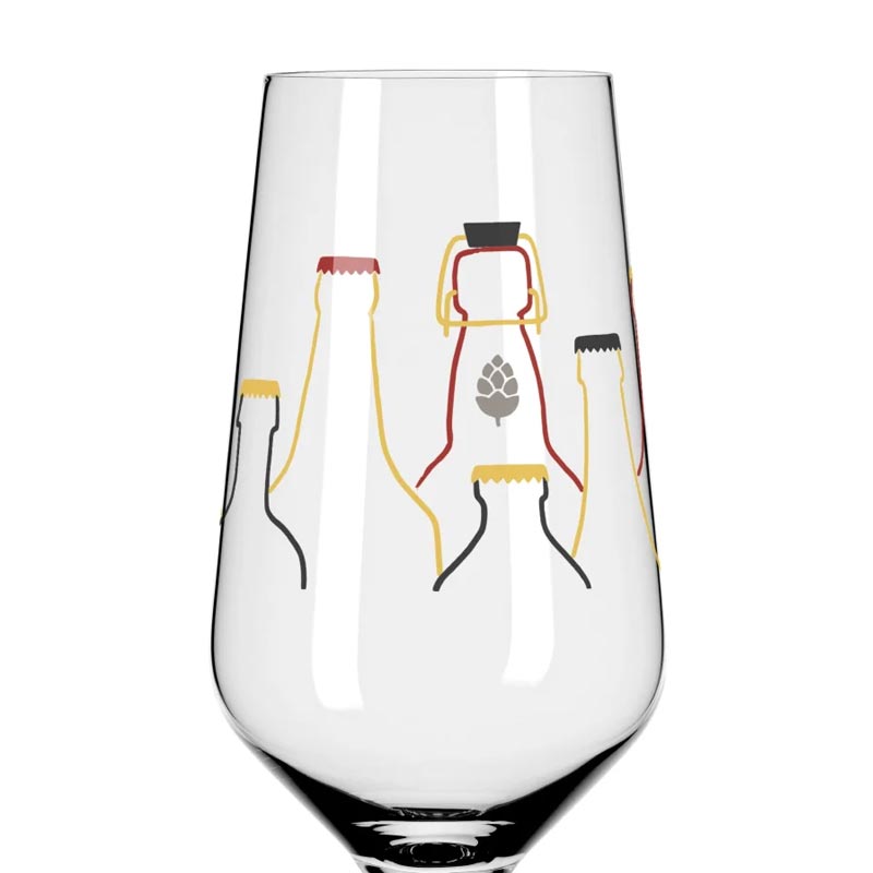Brauchzeit Pils Glass Set With Bottle and Bottle Opener Illustration des. Ana Vasconcelos for Ritzenhoff