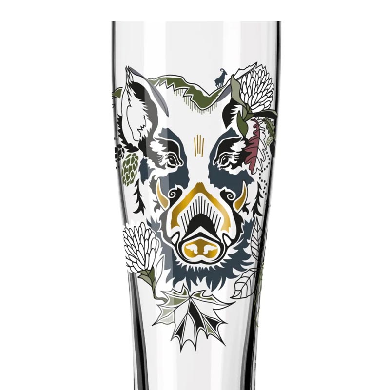Brauchzeit 'Weizen' (Wheat Beer) Glass Set featuring Wild Boar and Badger Illustration, des. Petra Mohr for Ritzenhoff