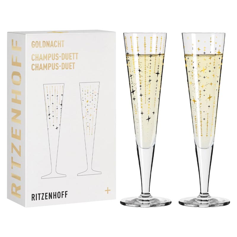 Goldnacht Champagne 'Duett' Glass Set H24 des. Sonja Eikler for Ritzenhoff