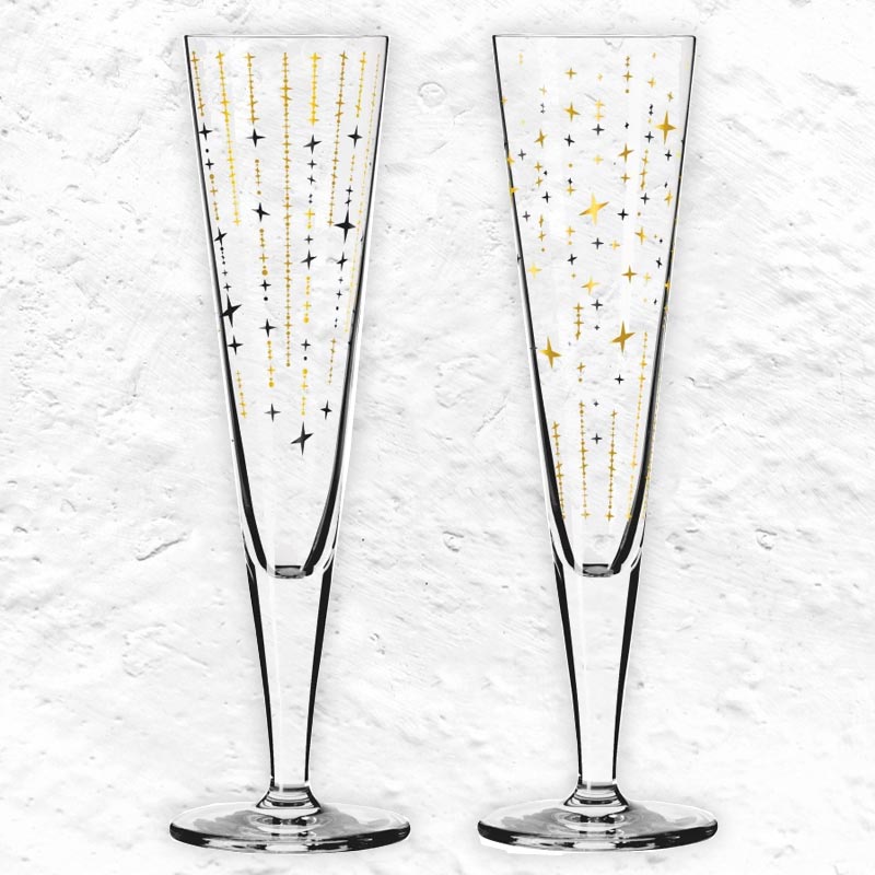 Goldnacht Champagne 'Duett' Glass Set H24 des. Sonja Eikler for Ritzenhoff