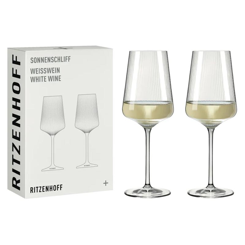 Sonnenschliff 'Sunburst' White Wine Glass (8000003) - Set of 2 - by Ritzenhoff