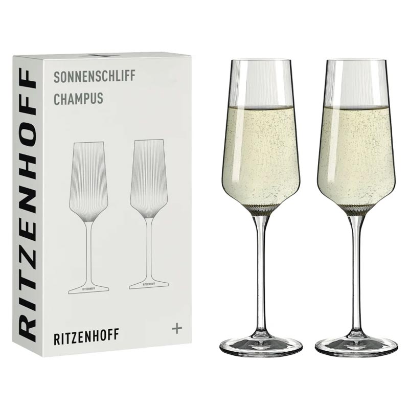 Sonnenschliff 'Sunburst' Champagne Glass (8000004) - Set of 2 - by Ritzenhoff