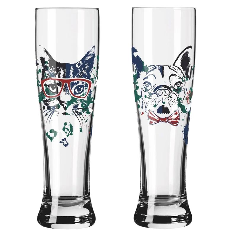 Happy As Animal Weizen Wheat Beer Glass (8103001) - Set of 2 - des. Carolin Oliveira for Ritzenhoff