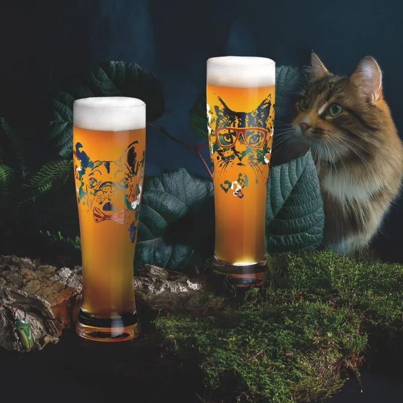 Happy As Animal Weizen Wheat Beer Glass (8103001) - Set of 2 - des. Carolin Oliveira for Ritzenhoff
