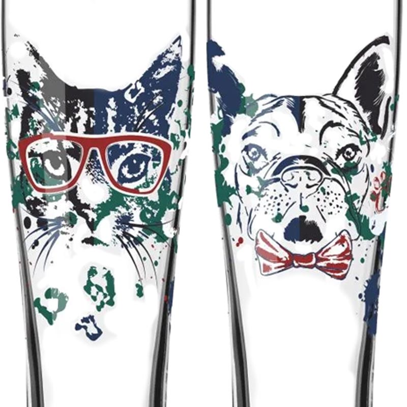 Happy As Animal Weizen Wheat Beer Glass (8103001) - Set of 2 - des. Carolin Oliveira for Ritzenhoff