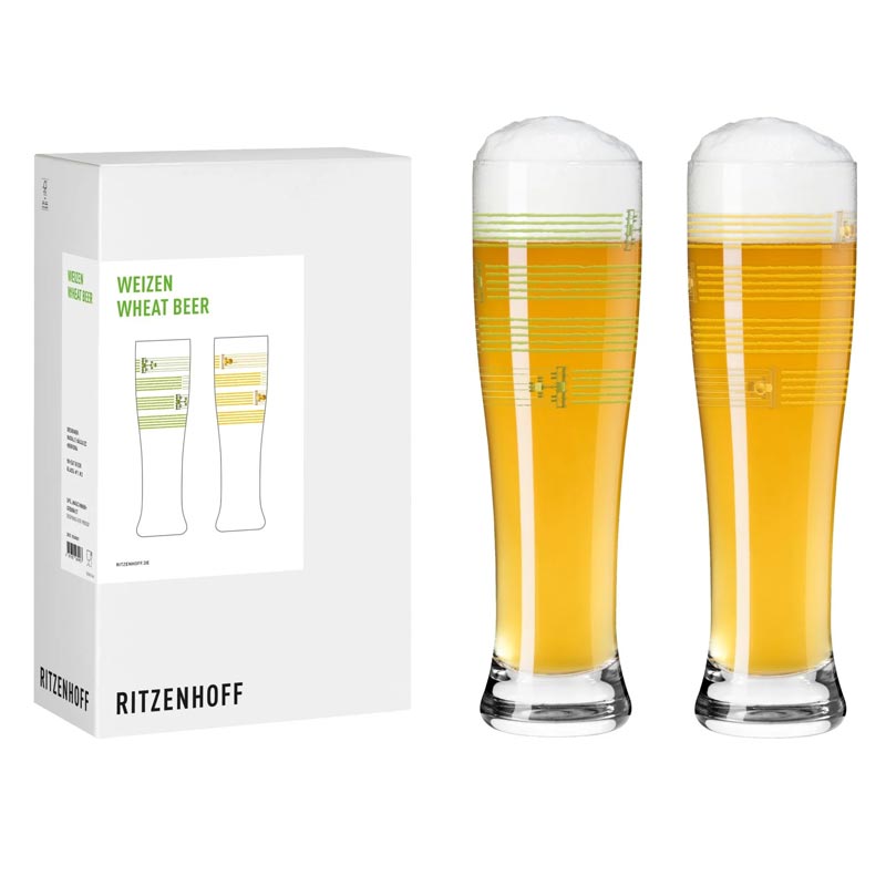 Weizen Wheat Beer Glass #1, #2 (8184001) - Set of 2 - des. Natalie Vasquez Herrera for Ritzenhoff
