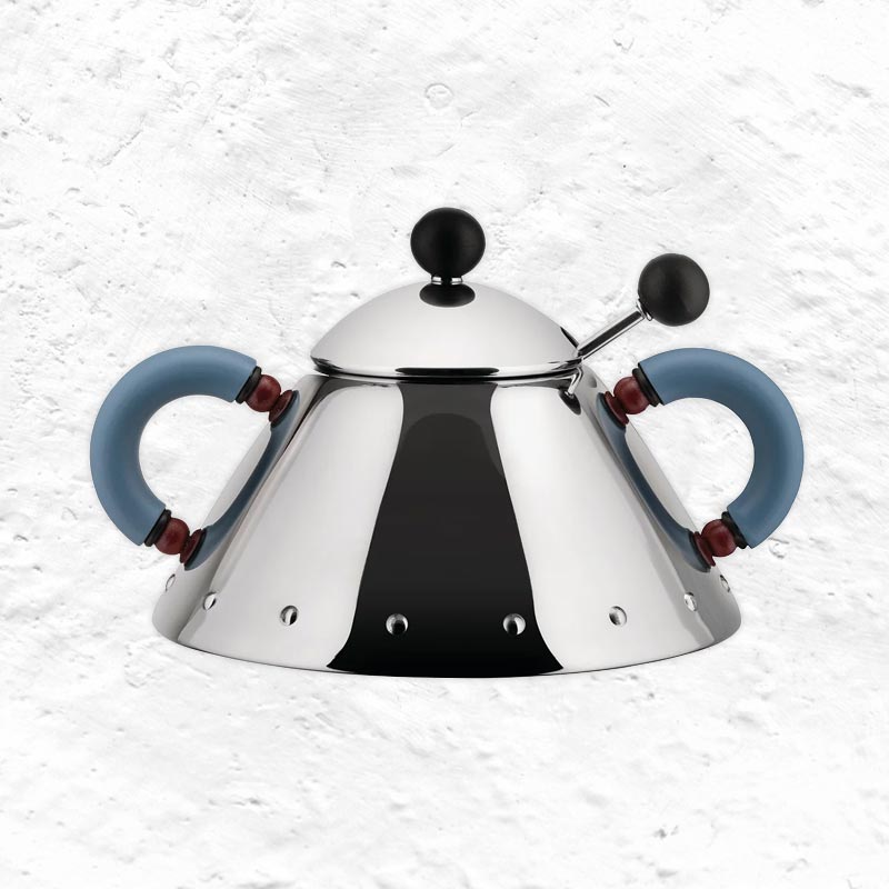9097 Sugar Bowl with Spoon - Light Blue - des. Michael Graves (made by Alessi)