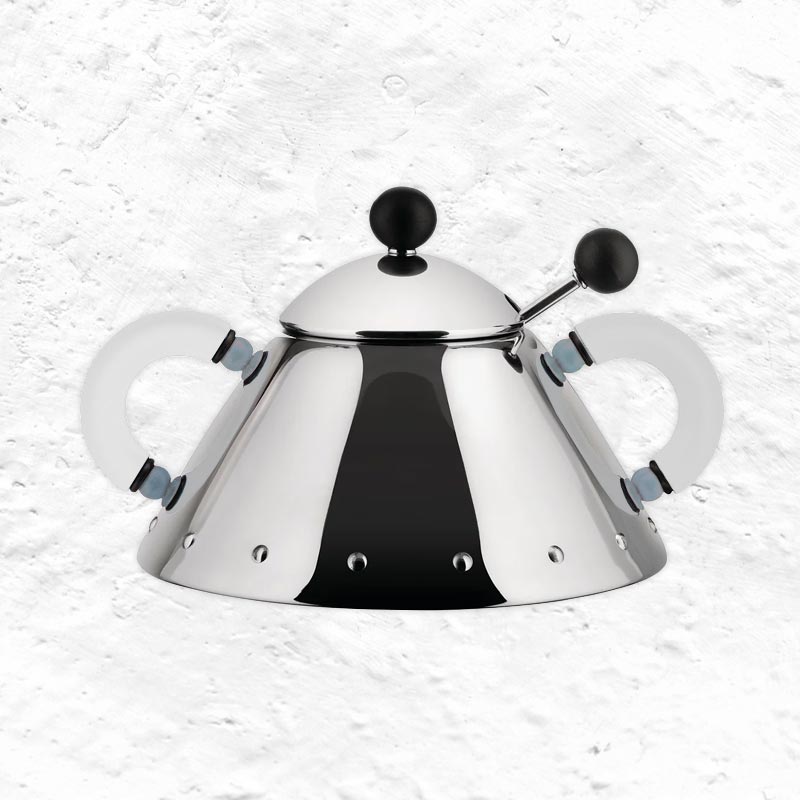9097 Sugar Bowl with Spoon - White - des. Michael Graves (made by Alessi)