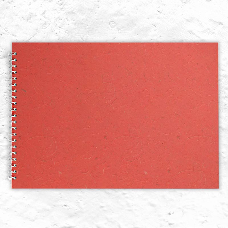 Ruby A3 Landscape Spiral Bound Sketchbook by Pink Pig (silk & banana leaf tissue cover)