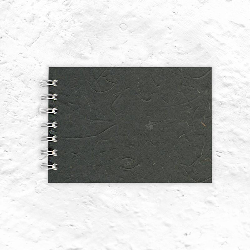 Ebony A6 Landscape Spiral Bound Sketchbook by Pink Pig (silk & banana leaf tissue cover)