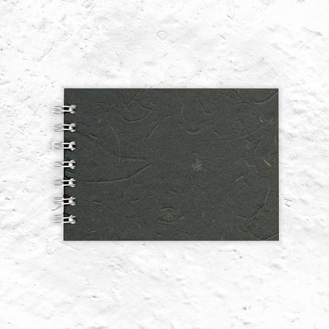 Ebony A6 Landscape Spiral Bound Sketchbook by Pink Pig (silk & banana leaf tissue cover)