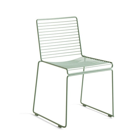Hee Dining Chair - sled base, standard glider, fall green powder coated steel - des. Hee Welling for HAY