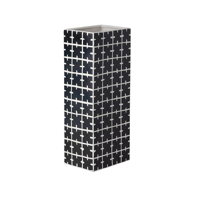 Prima Rectangular Optical Vase (ABA 11) - Matt black on matt white - by Nuoveforme - exclusive