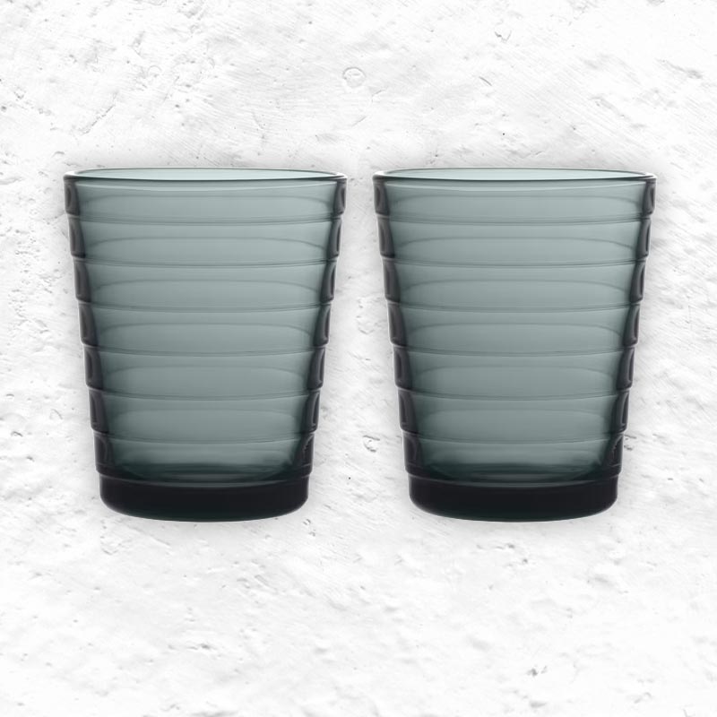 Set of 2 Aino Aalto Tumblers - 22cl , dark grey - made by Iittala
