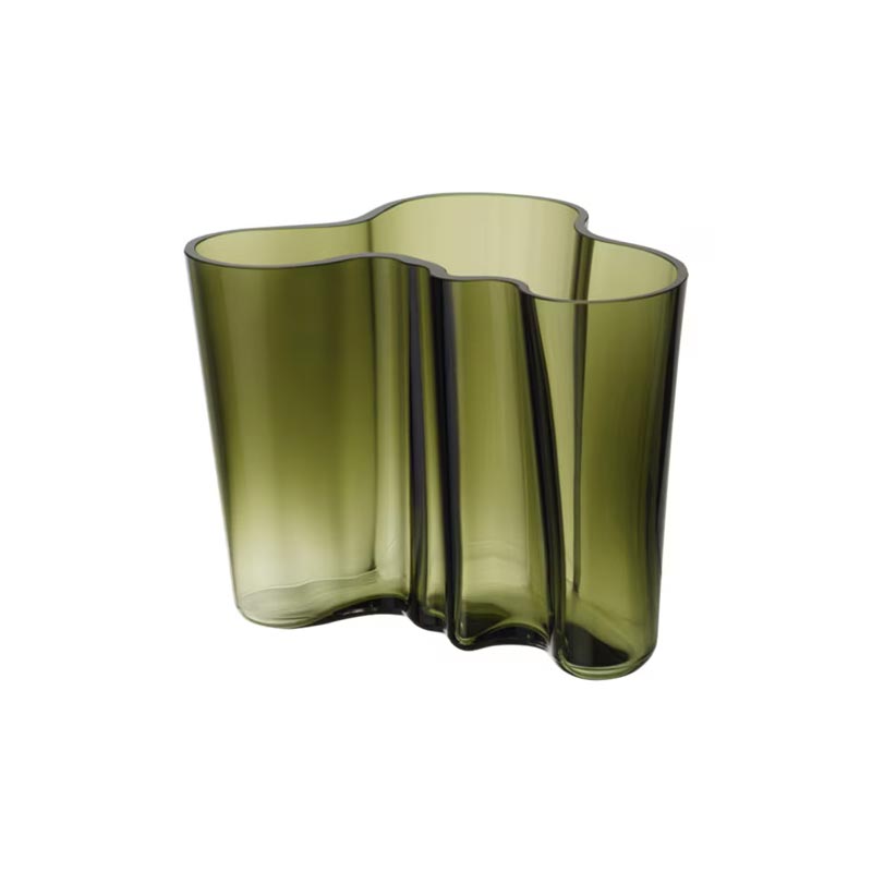 Aalto Vase Moss Green - 160mm - des. Alvar Aalto, made by Iittala Glass Factory