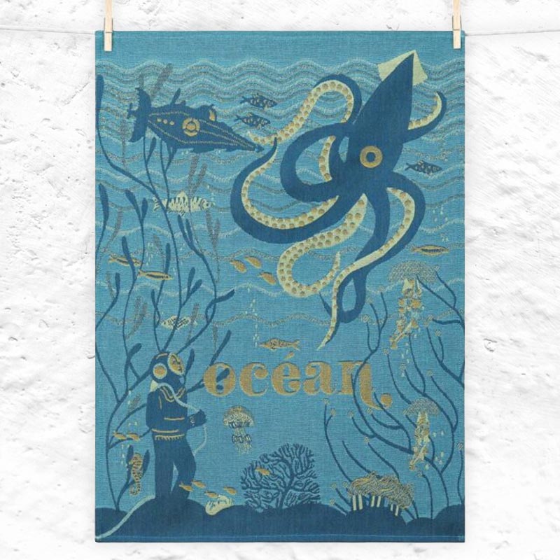 Abyss (Abysse) Tea Towel, by Tissage Moutet