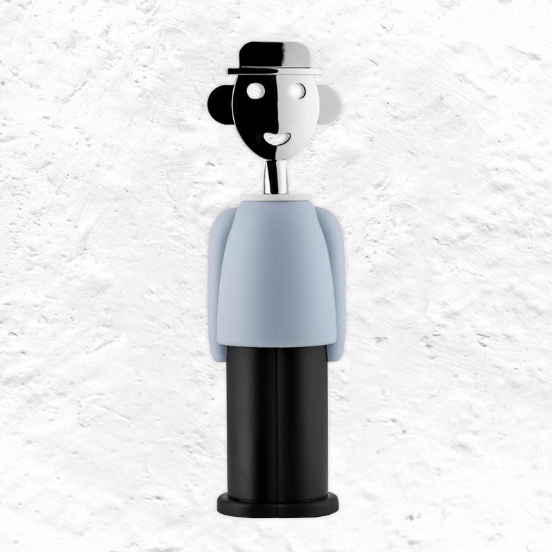 Alessandro M. Corkscrew in Black / Pale Blue, des. Alessandro Mendini for Alessi