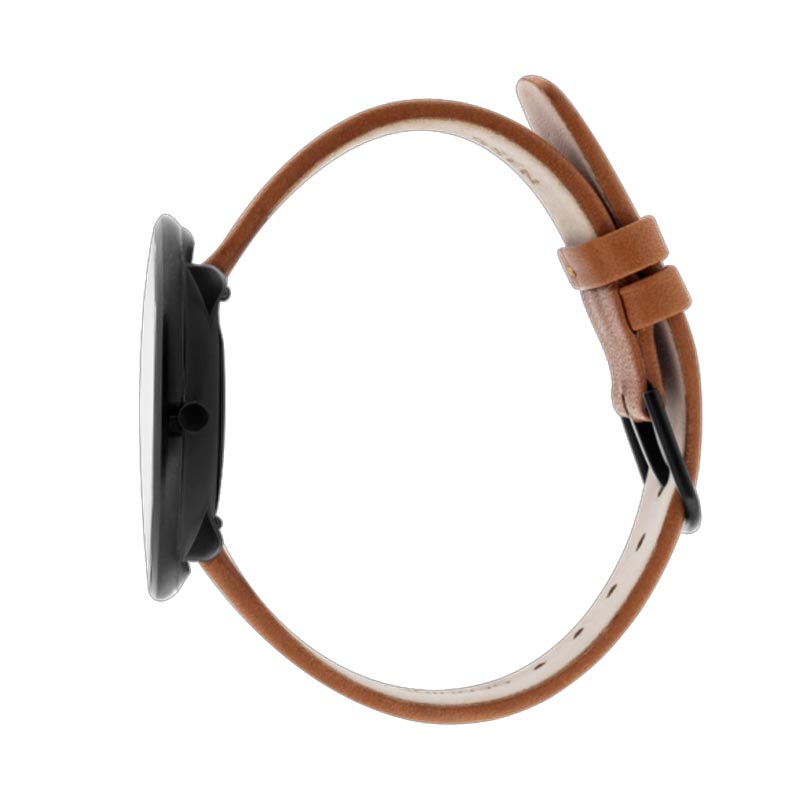 City Hall Watch, des. Arne Jacobsen - 40mm - Black with Brown Pampass Leather Strap