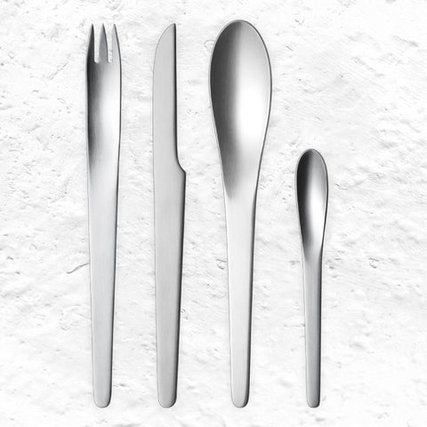 Cutlery Set des. Arne Jacobsen, 1957 for Georg Jensen - 24 pieces (6x knives, forks, small & large spoons)