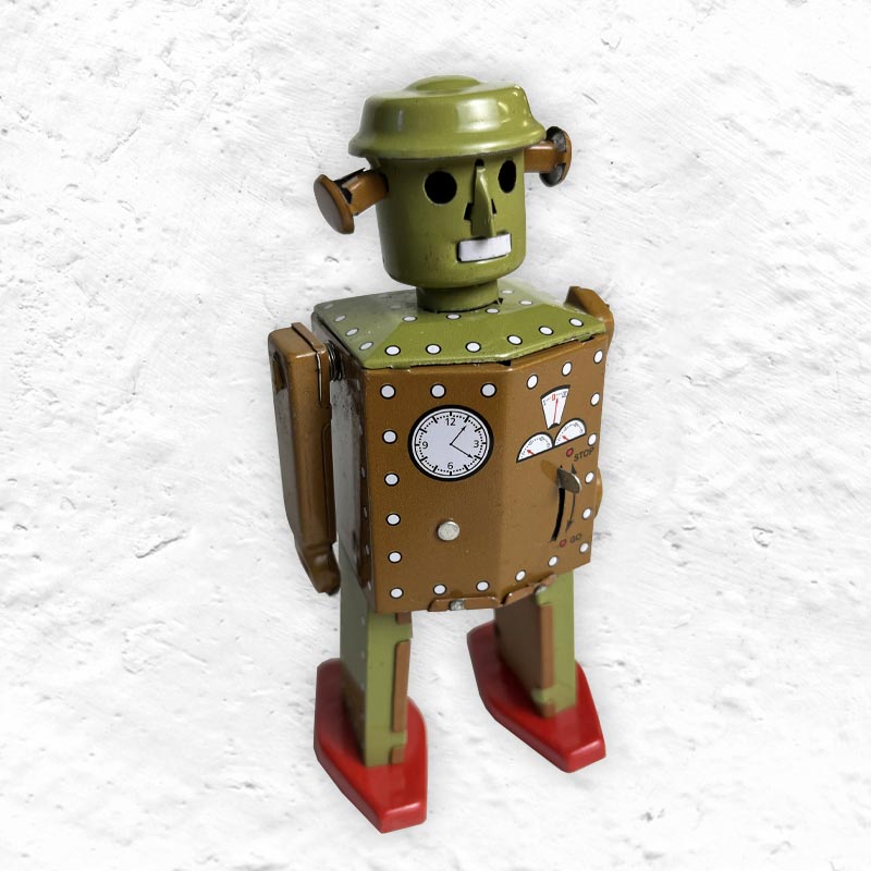 Atomic Man Robot, Green / Brown, 13cm High