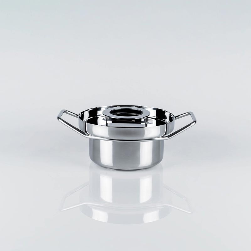Back/Up Polished Steel 20cm Casserole with Lid - des. Rodolfo Dordoni for KNIndustrie