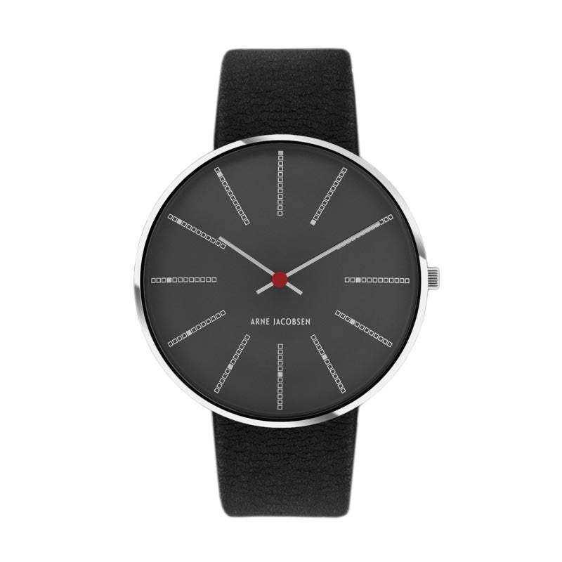 Bankers watch des. Arne Jacobsen - 40mm - grey dial / black strap