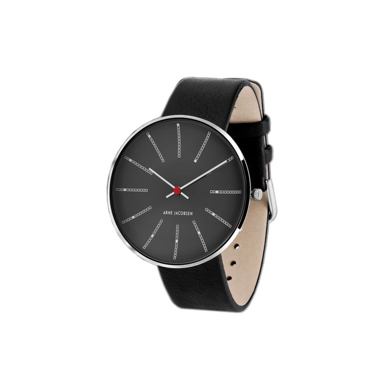 Bankers watch des. Arne Jacobsen - 40mm - grey dial / black strap