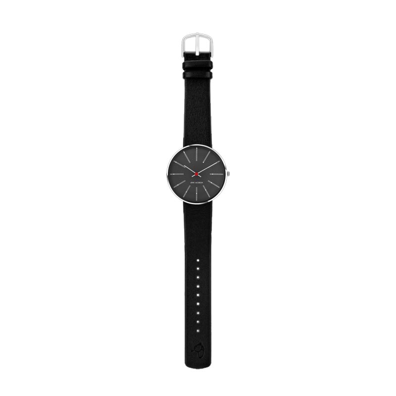 Bankers watch des. Arne Jacobsen - 40mm - grey dial / black strap