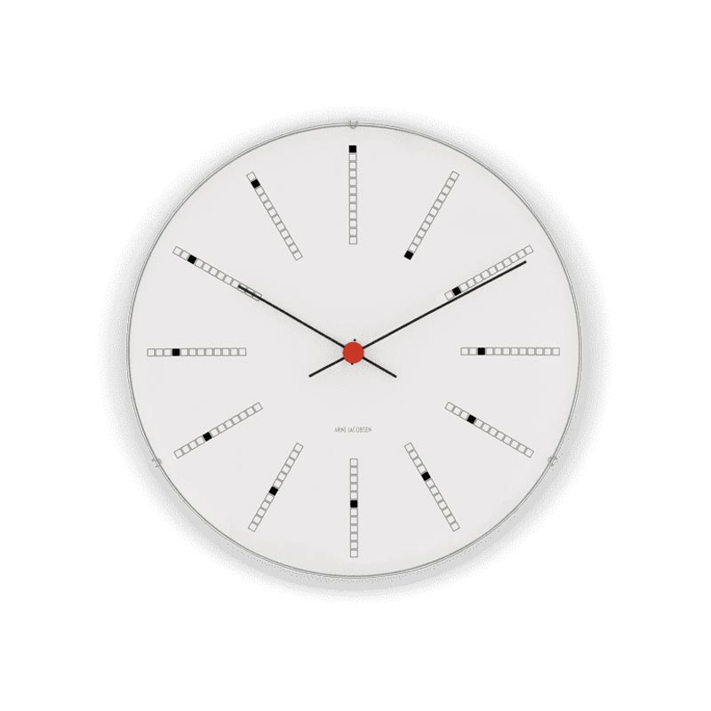 Bankers Wall Clock - 21cm - White / Black / Red - des. Arne Jacobsen