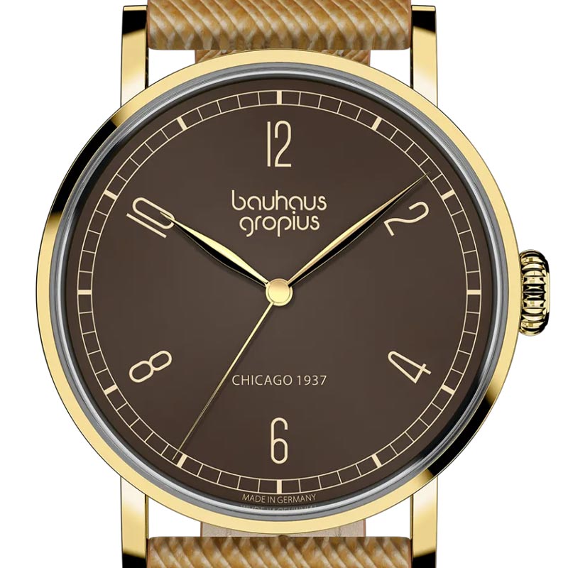 Bauhaus Dessau Women's Watch - Brown Leather Strap - Sapphire crystal - by Walter Gropius