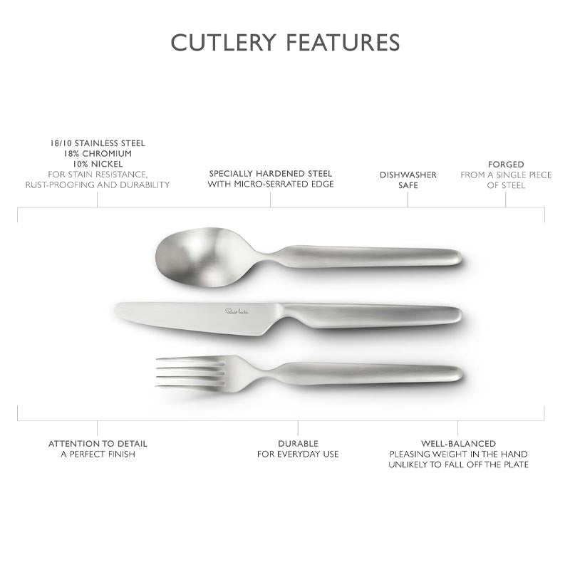 Bergen Satin Cutlery - 42 piece set / 6 settings - by Robert Welch