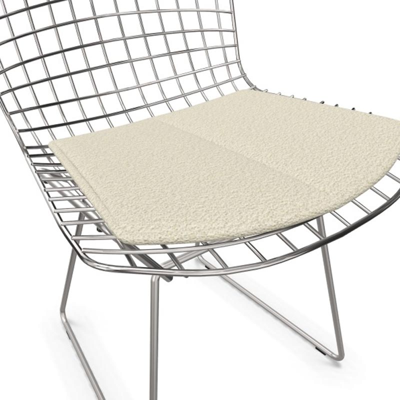 Bertoia side chair - chrome frame - upholstered seat - designed by Harry Bertoia, 1952. Made by Knoll