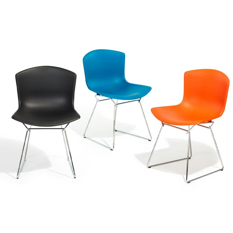 Bertoia Plastic Side Chair des. Harry Bertoia, 1956 - grey shell / chrome base (made by Knoll)