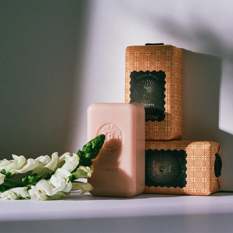 Black Sunburst Tuberose Soap, by Claus Porto