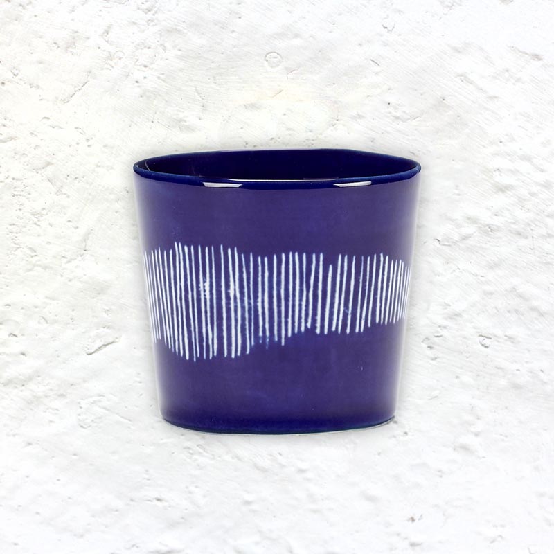 Feast espresso cup - dark blue white stripes - des. Ottolenghi for Serax