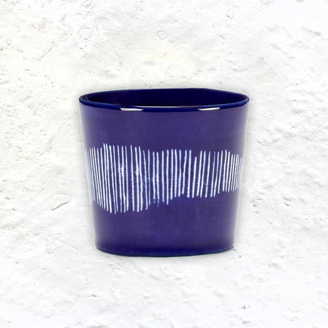 Feast espresso cup - dark blue white stripes - des. Ottolenghi for Serax
