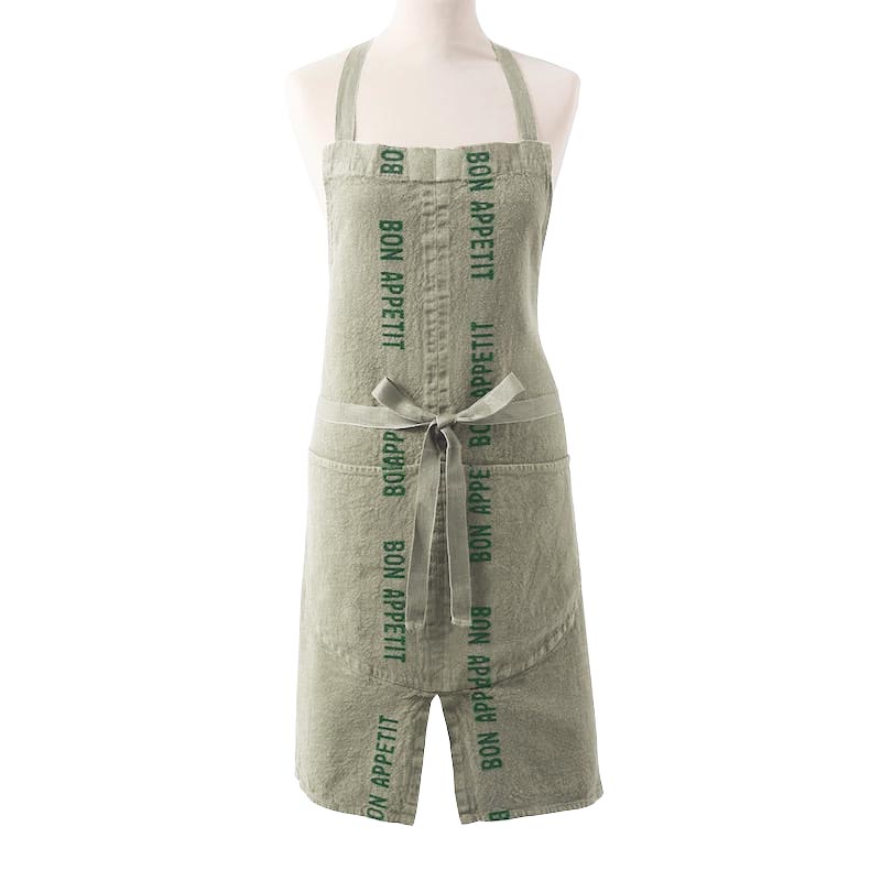 Bon Appetit 100% Linen Apron - Khaki - by Charvet Editions