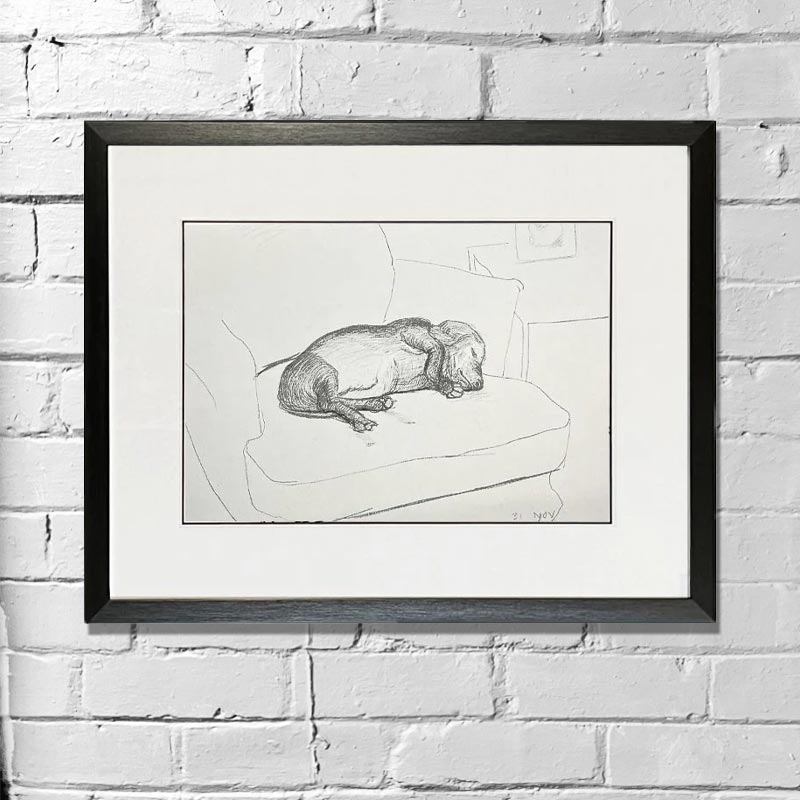 Boodge, 31 Nov 1993 - framed dog (June image from 1995 Calendar)