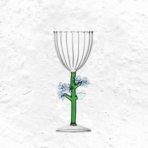 Botanica Stemmed Glass - Blue Flower - des. Alessandra Baldereschi for Ichendorf Milano