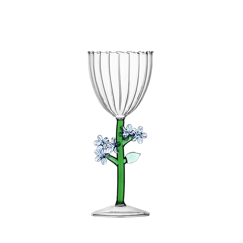 Botanica Stemmed Glass - Blue Flower - des. Alessandra Baldereschi for Ichendorf Milano