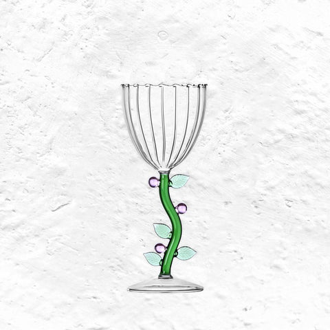 Botanica Stemmed Glass - Pink Flower - des. Alessandra Baldereschi for Ichendorf Milano