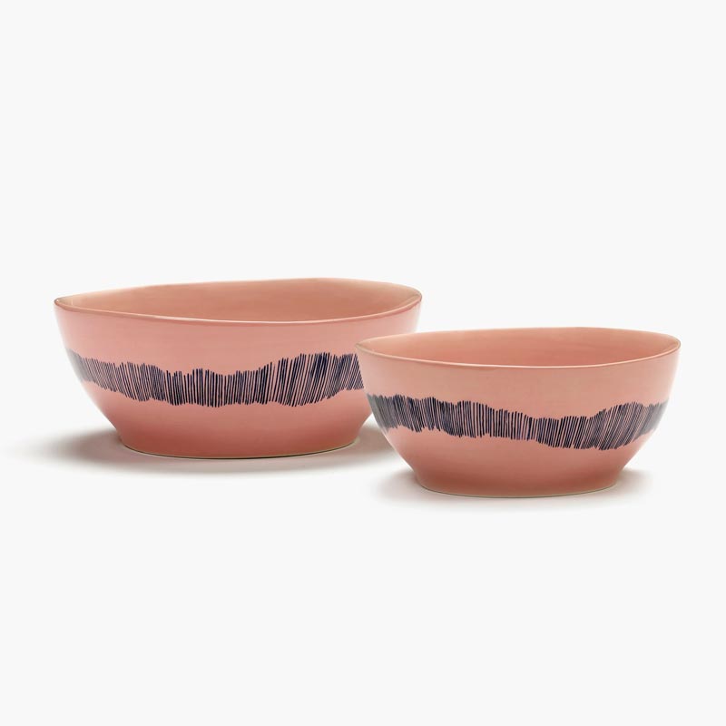 Feast bowl - pink with blue stripes - des. Yotam Ottolengi for Serax