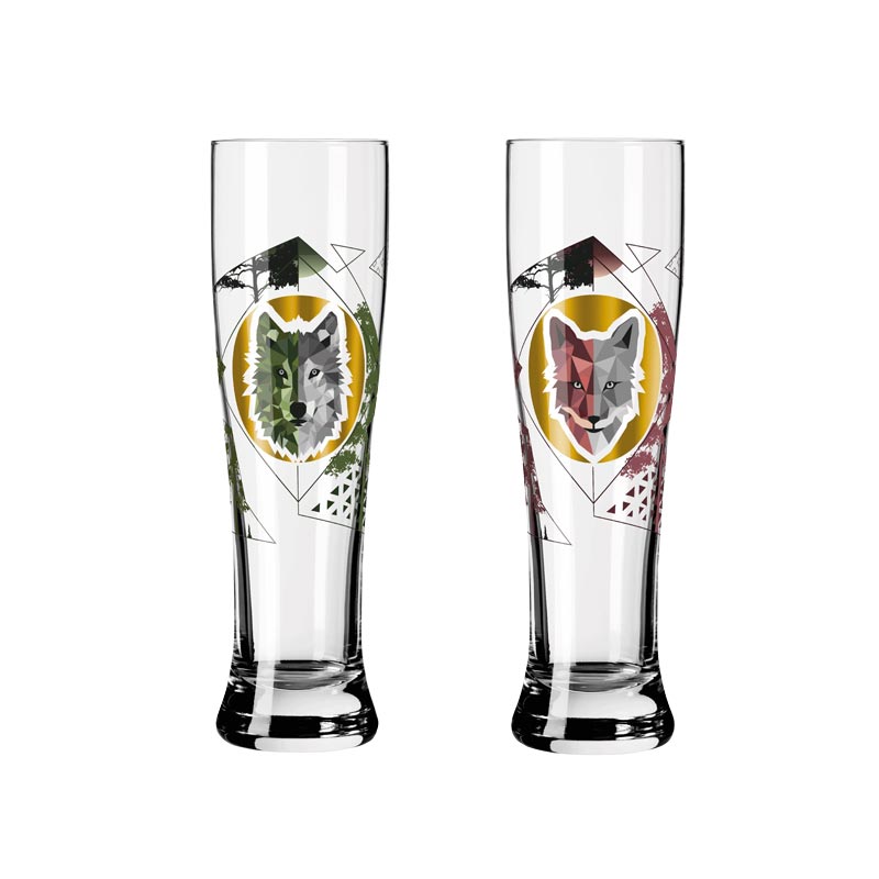 Brauchzeit 'Weizen' (Wheat Beer) Glass Set featuring Fox and Wolf Illustration, des. Sonja Eikler for Ritzenhoff
