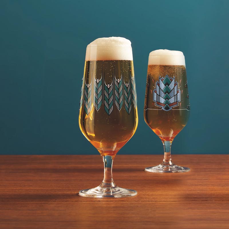 Brauchzeit Pils Glass Set with Hops and Barley Illustration, des. Andreas Preis for Ritzenhoff