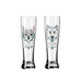 Brauchzeit 'Weizen' (Wheat Beer) Glass Set featuring Bear and Owl Illustration, des. Andreas Preis for Ritzenhoff