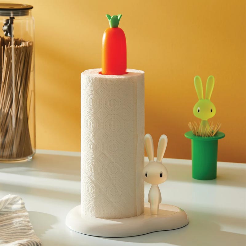 Bunny & Carrot Kitchen Roll Holder, des. Stefano Giovannoni for Alessi