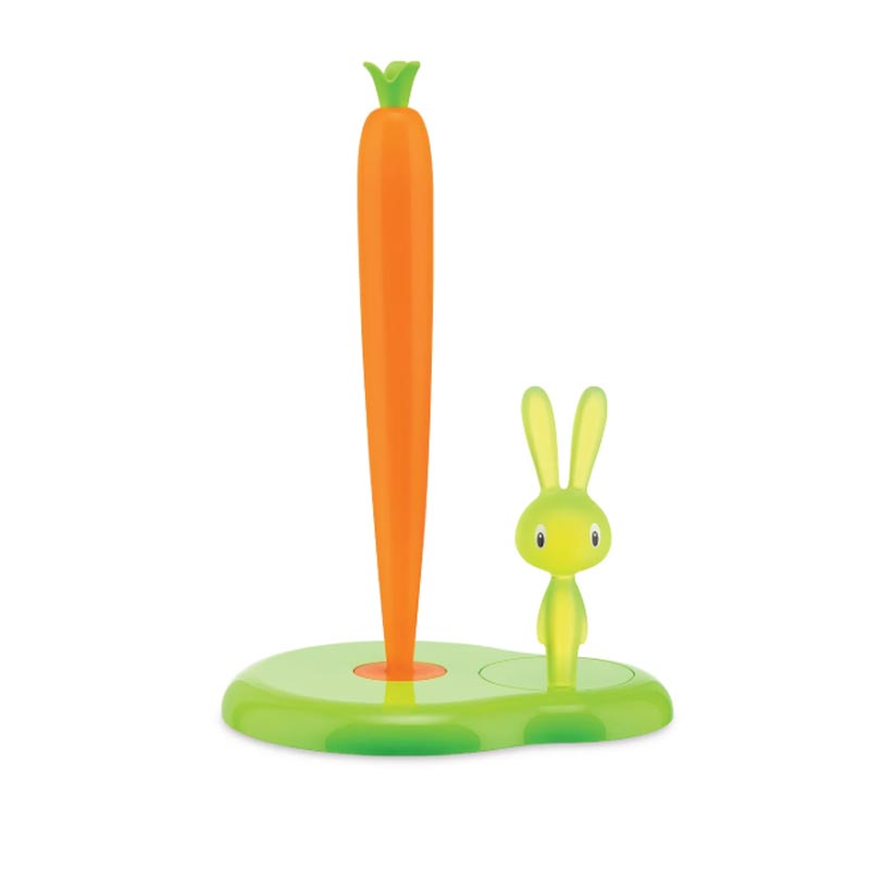 Bunny & Carrot kitchen roll holder (Green) - des. Stefano Giovannoni for Alessi